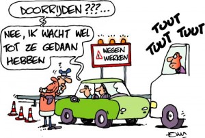 cartoon wegenwerken